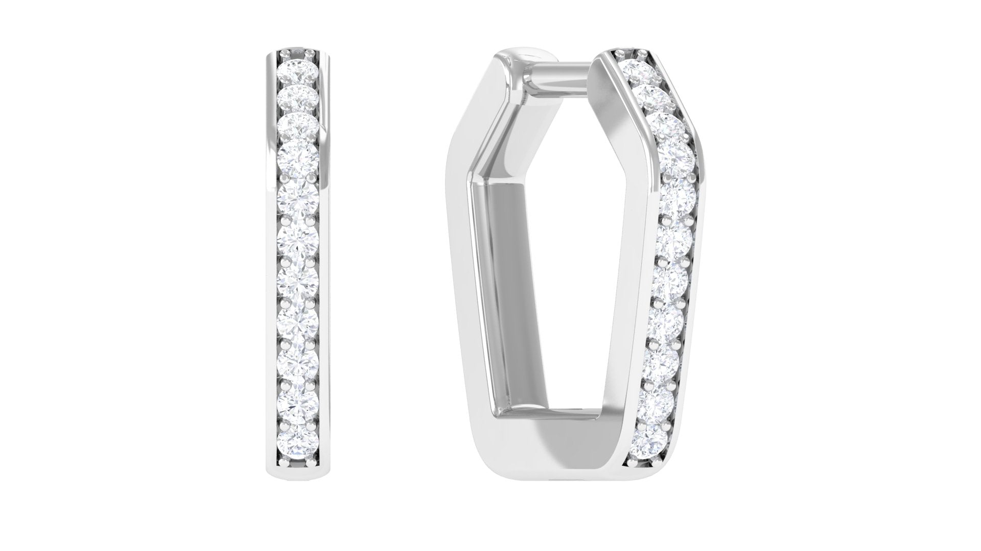 Natural Diamond Huggie Hoop Earring for Helix Piercing Diamond - ( HI-SI ) - Color and Clarity - Jewel Pierce